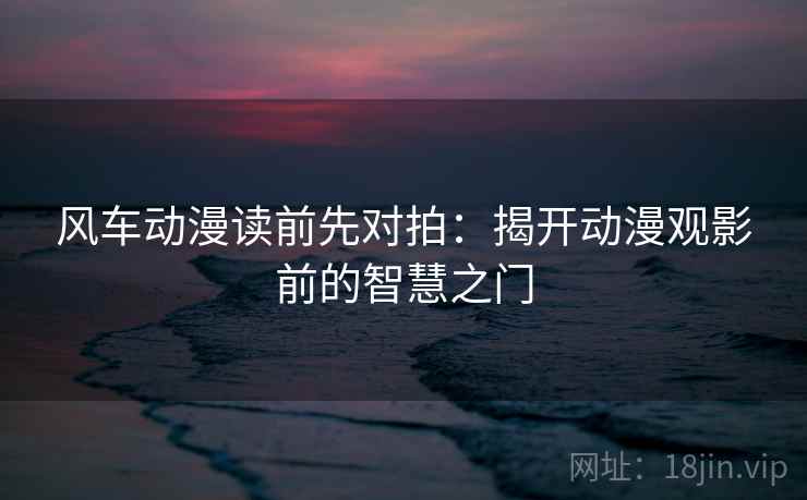 风车动漫读前先对拍：揭开动漫观影前的智慧之门