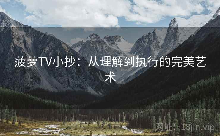 菠萝TV小抄:从理解到执行的完美艺术
