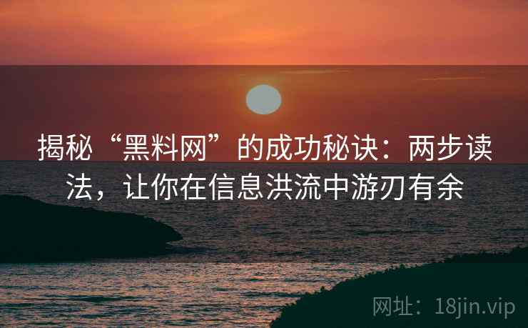 揭秘“黑料网”的成功秘诀:两步读法,让你在信息洪流中游刃有余